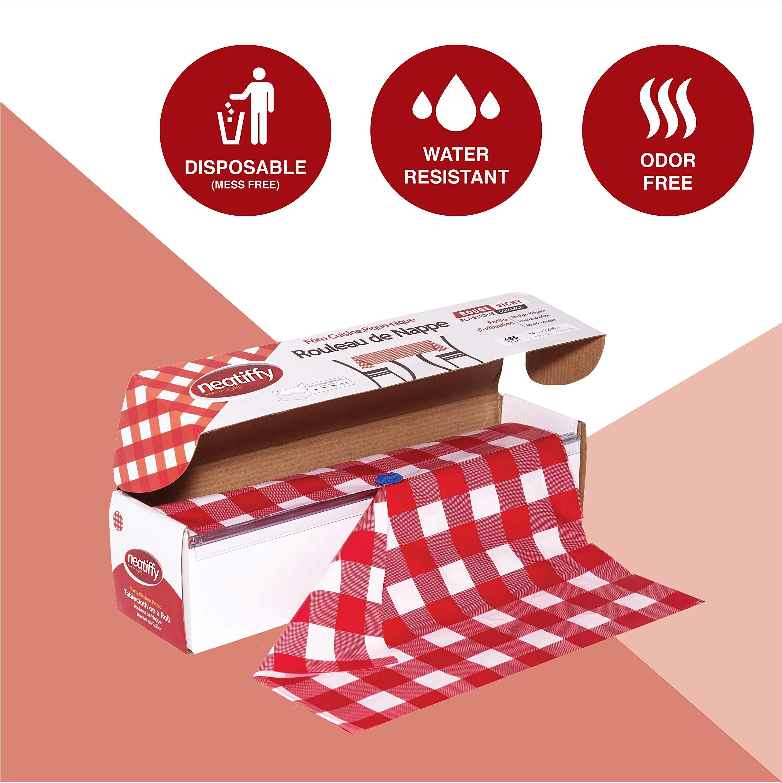Neatiffy high-quality 110g plastic tablecloth provides sturdy protection.