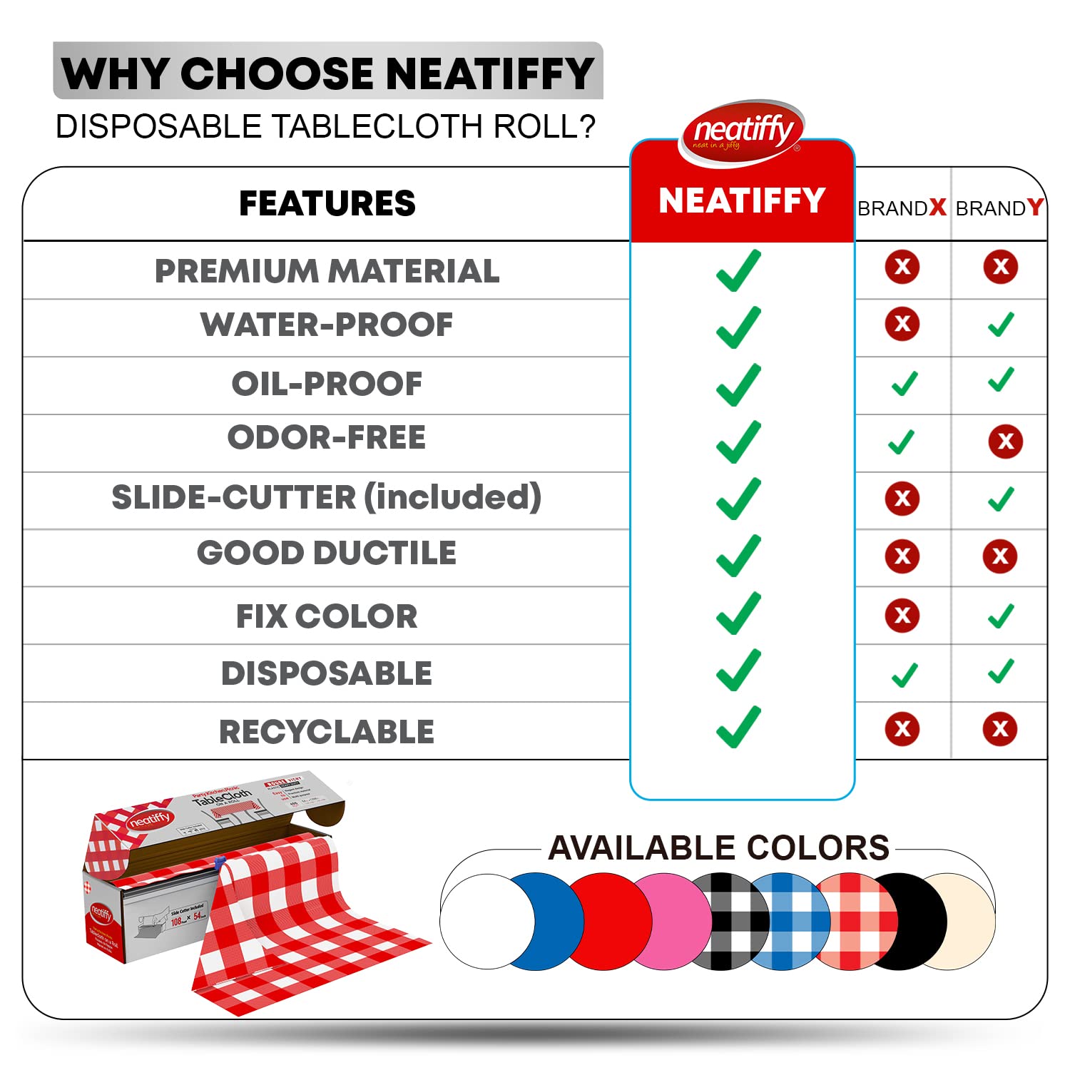 Neatiffy red gingham design adds festive style to gatherings.