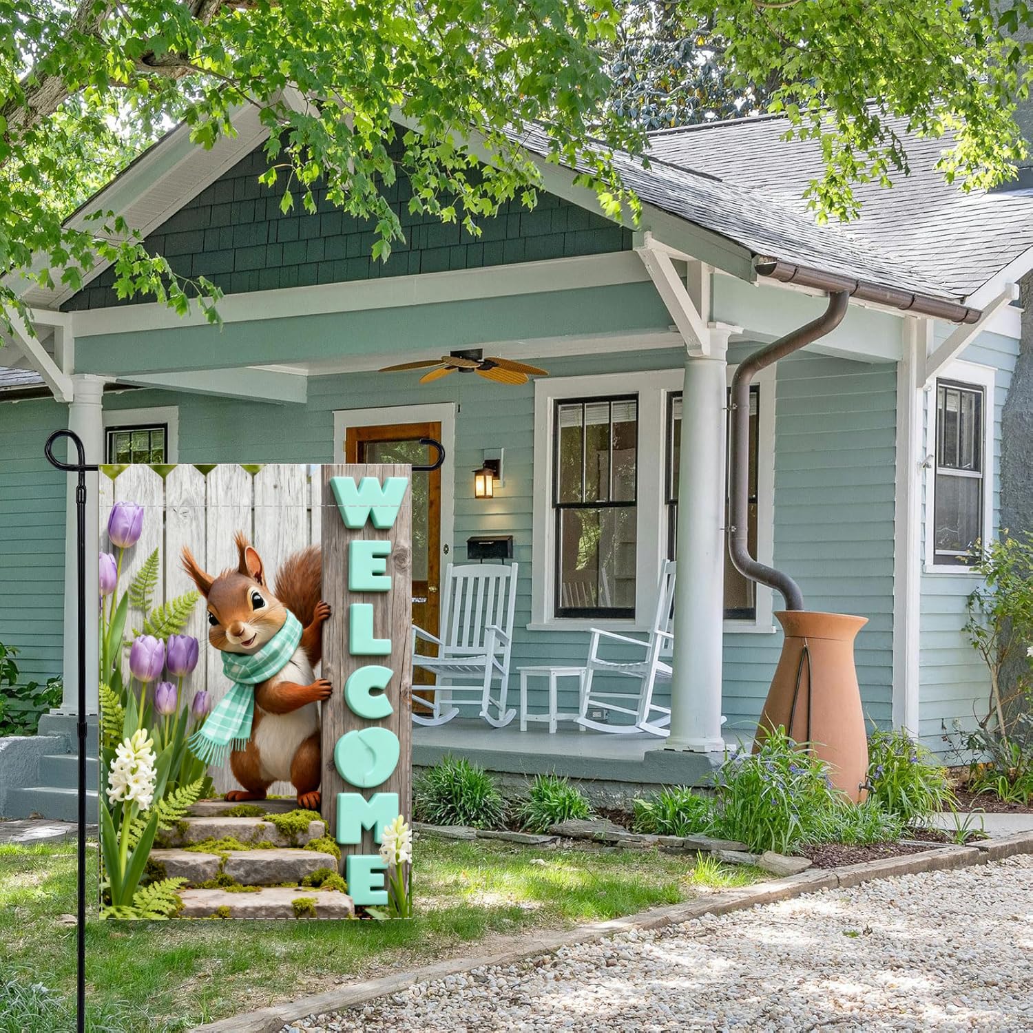NebuIuxe garden-entry banner welcomes guests at the doorway