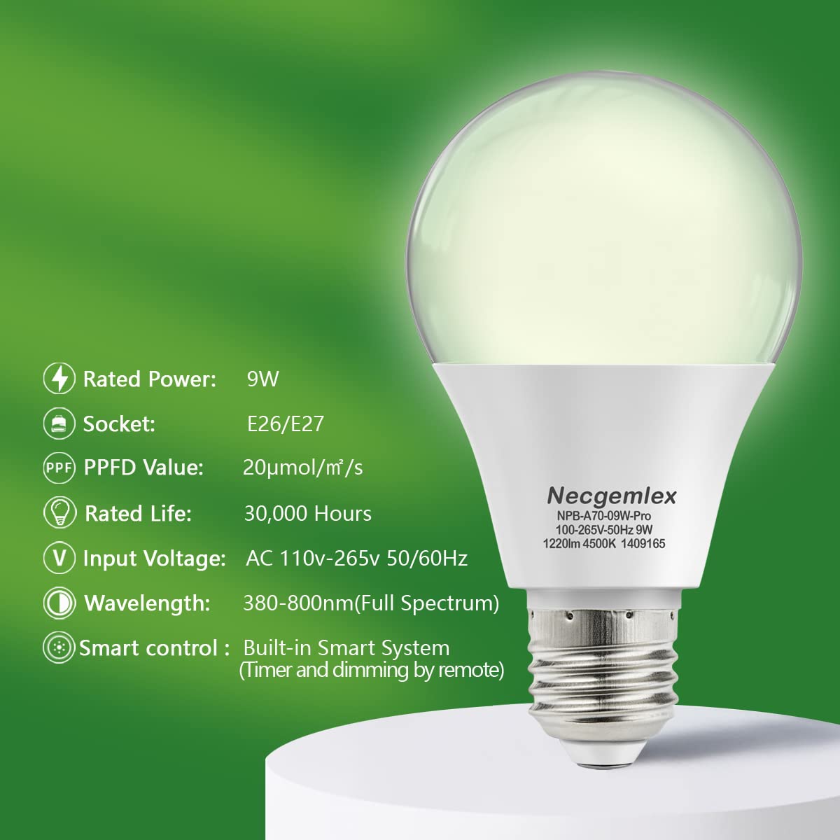 Necgemlex E26/E27 socket compatible bulb for easy upgrade.