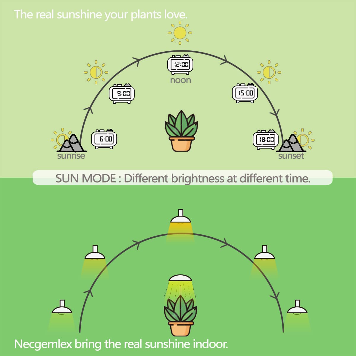 Necgemlex full-spectrum light bulb with balanced wavelengths for healthy growth.