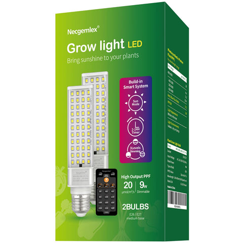 Necgemlex smart grow light bulb with remote control for effortless plant lighting