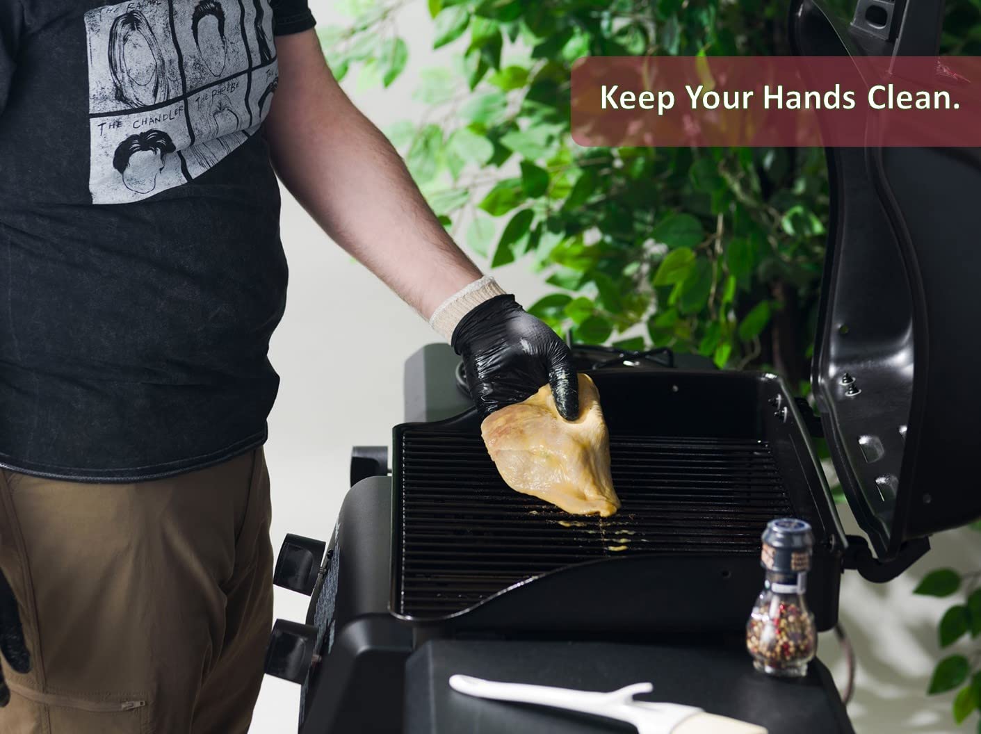 Nechtik BBQ gloves non-slip grip improves handling of hot tools.