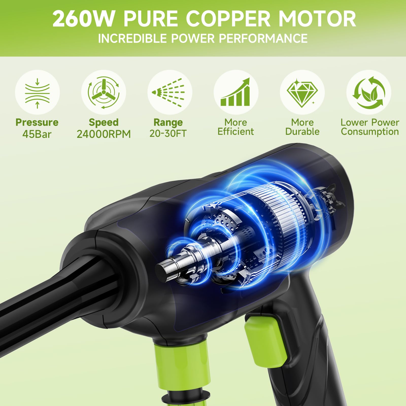 NecYINuoVe 17ft hose provides flexible reach around vehicles and furniture