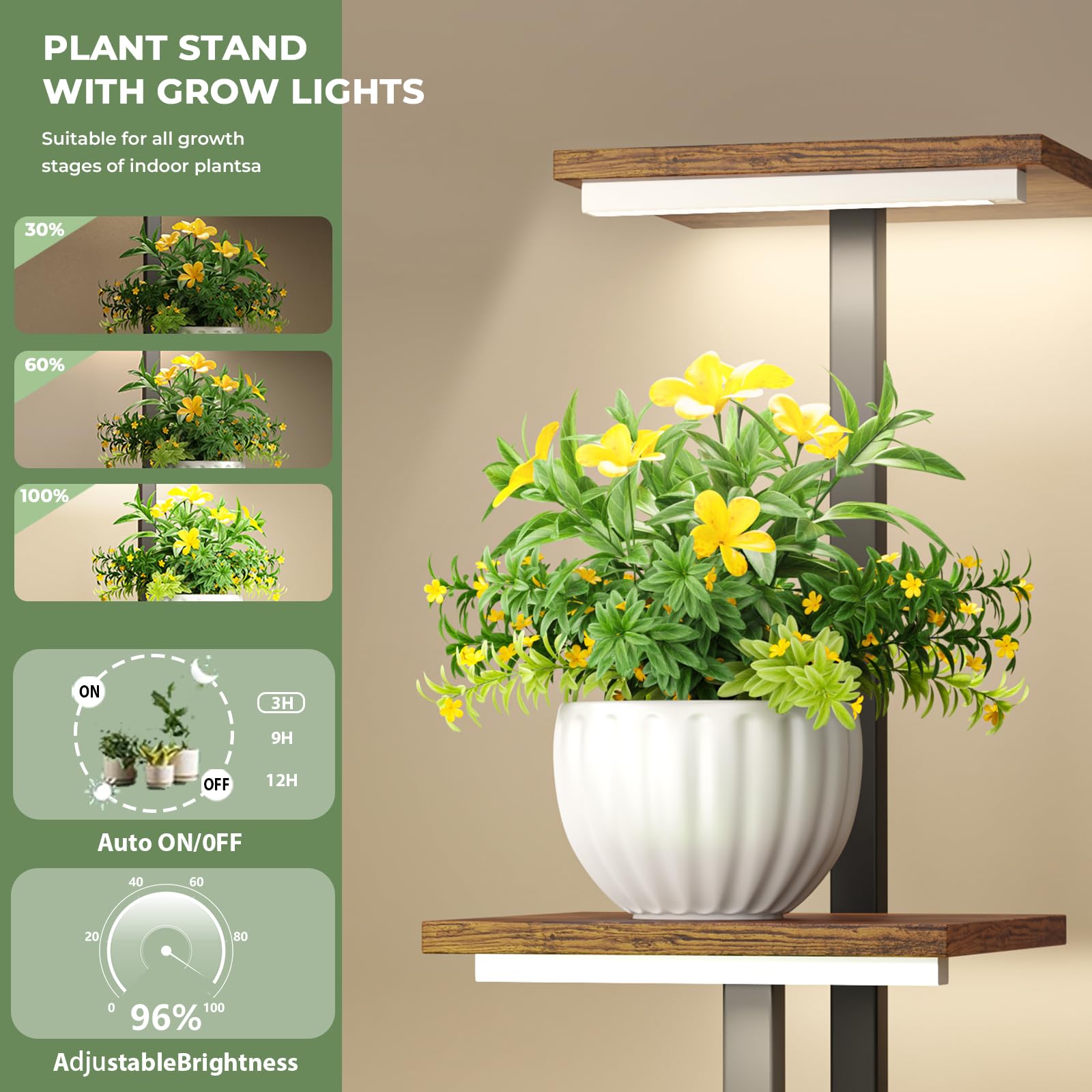 Nedechom 43-inch corner stand fits pots at various heights.
