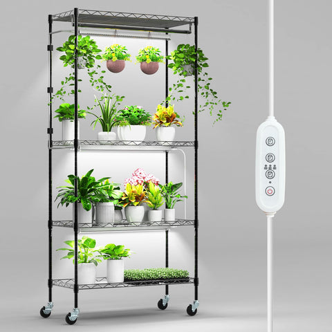 Nedechom plant shelf with grow light four-tier display for seedlings