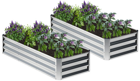 Nedenyou galvanized raised bed in full view for outdoor planting and setup.