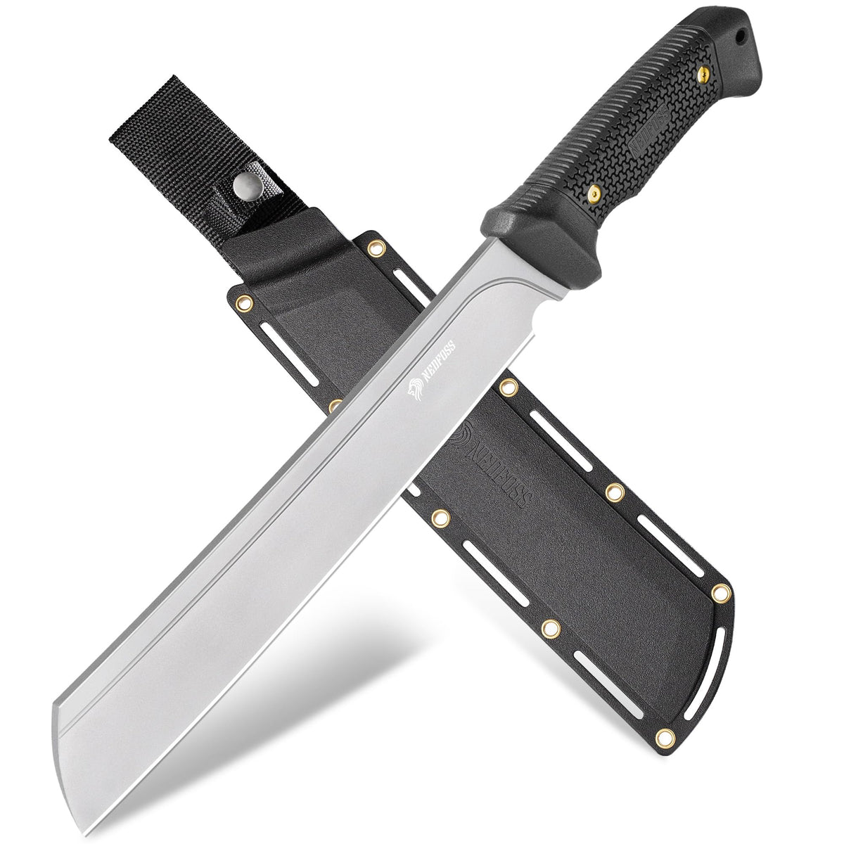 NedFoss 16-inch machete blade in D2 steel for rugged cutting tasks.