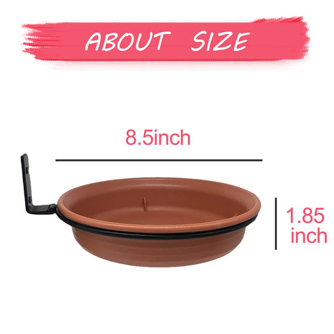 Brick-red tray on fence-mounted NEECONG bird feeder for garden birds