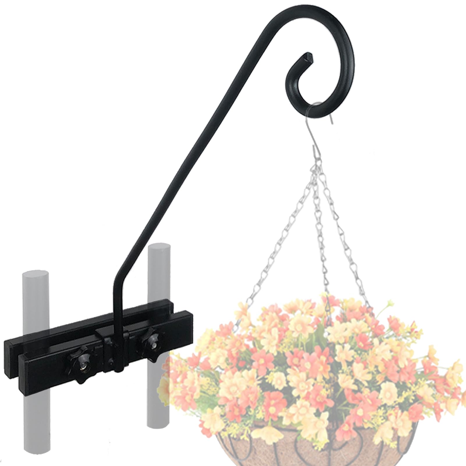 NEECONG Deck Hook Rail basket setup on a railing boosts balcony greenery.