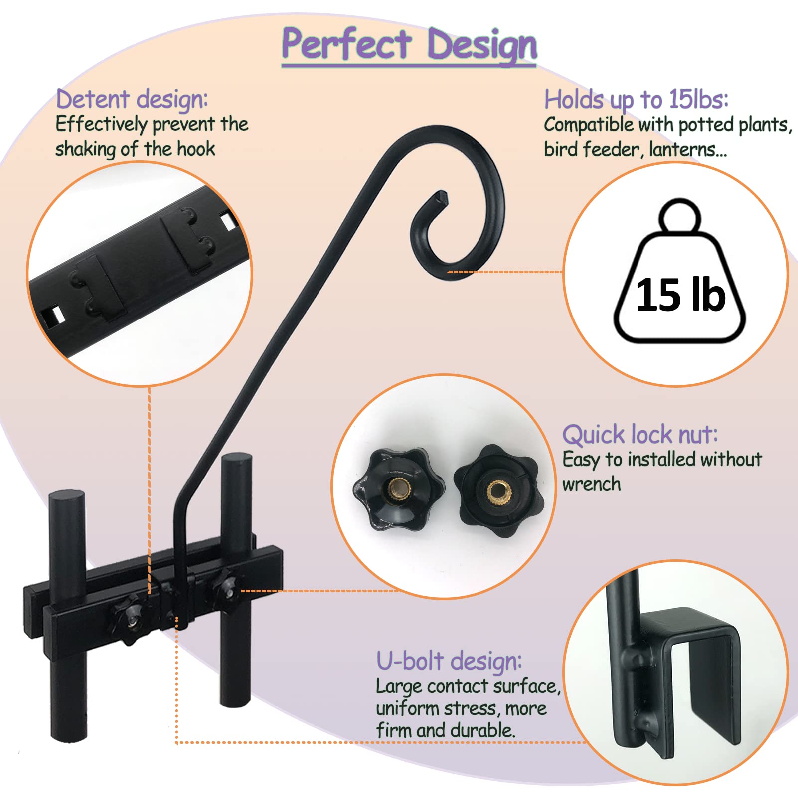 NEECONG deck hook rail bird feeder keeps feeders steady for birds.