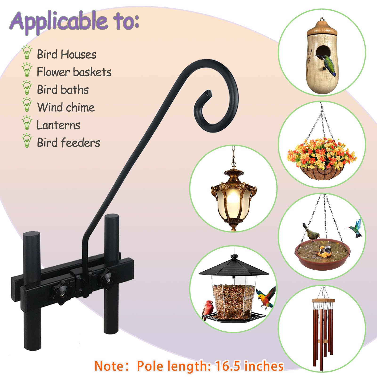 NEECONG Deck Hook Rail wind chimes securely displayed outdoors.