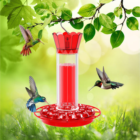 NeepeCiko hummingbird feeder with 30 ports attracts multiple birds outdoors.