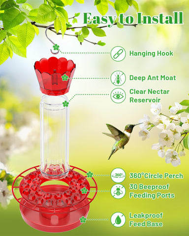 NeepeCiko leak-proof hummingbird feeder prevents spills in outdoor spaces.