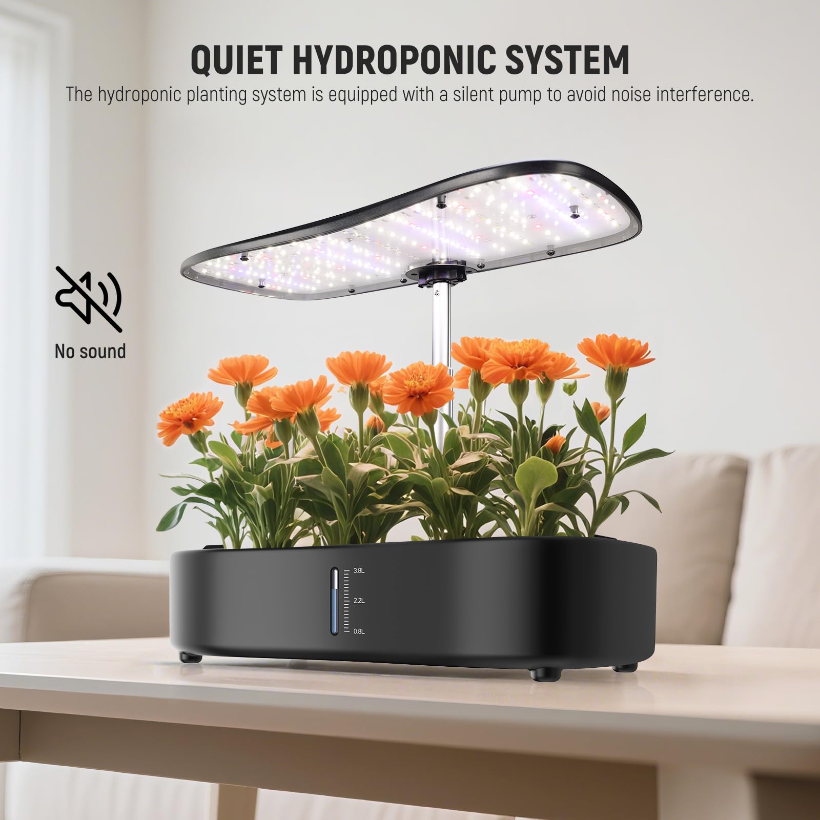 NEEWER Basics HGS01 adjustable lighting keeps plants at ideal distance during growth.