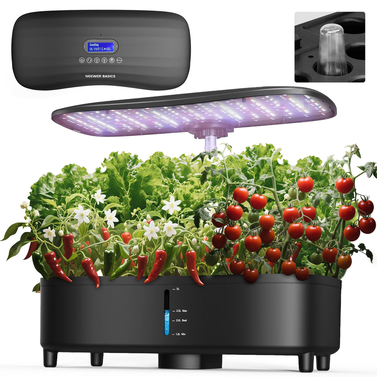 NEEWER Basics silent aeroponics system for quiet indoor gardening