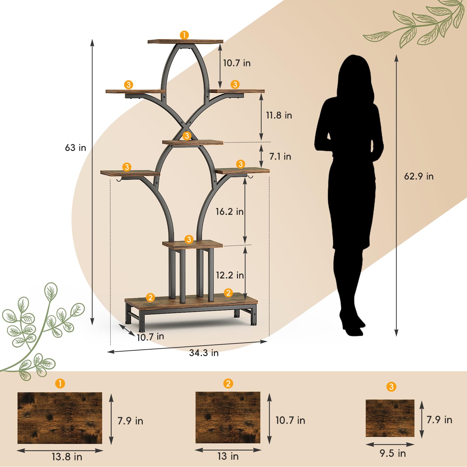 NEHAJUNXI 63-inch tall plant stand fits corners and elevates your plant display.