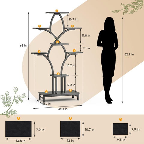 NEHAJUNXI eight-pot display on an eight-tier shelf for organized indoor greenery.