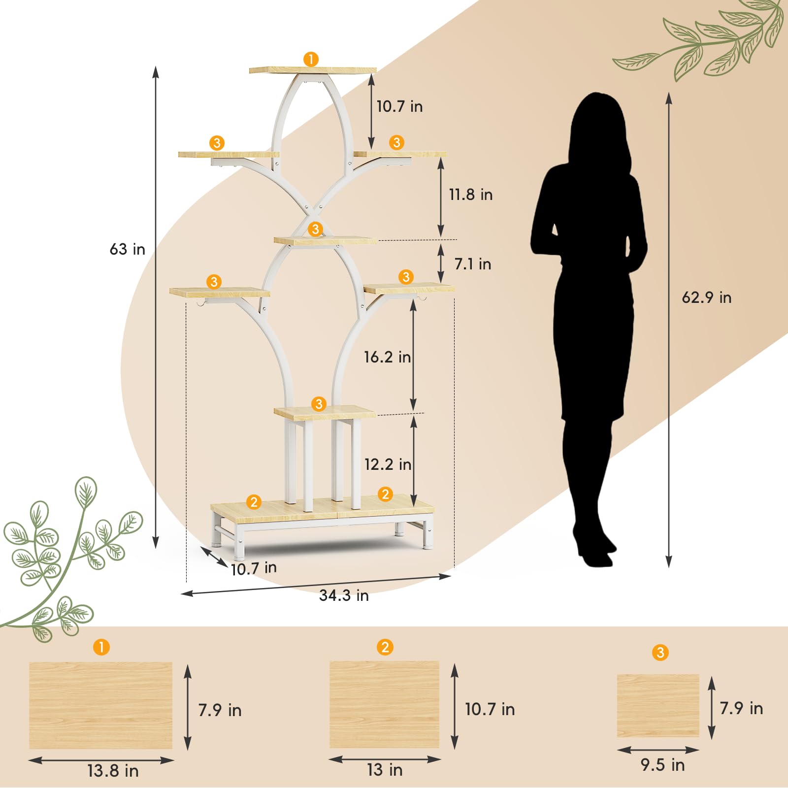 NEHAJUNXI 8-tier corner shelf displaying multiple plants in a compact footprint