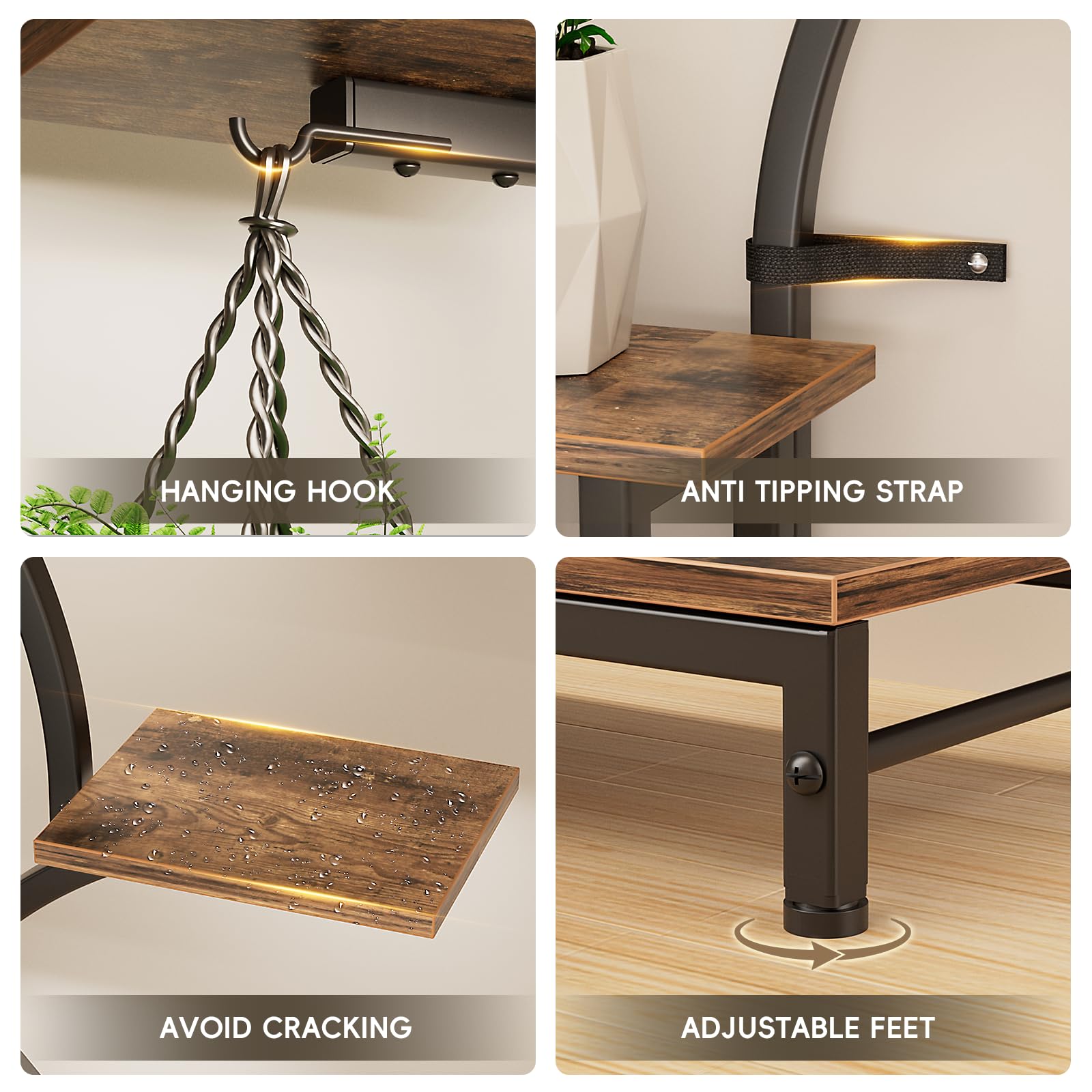 NEHAJUNXI anti-tip straps help secure the stand for families with kids or pets.