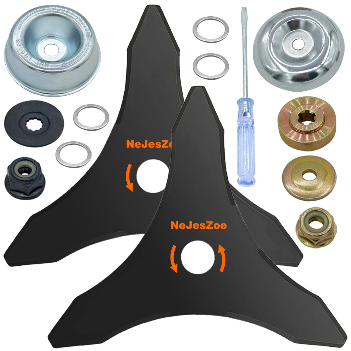 NeJesZoe 10-inch blade with 3 teeth for fast, clean cuts on tough weeds.