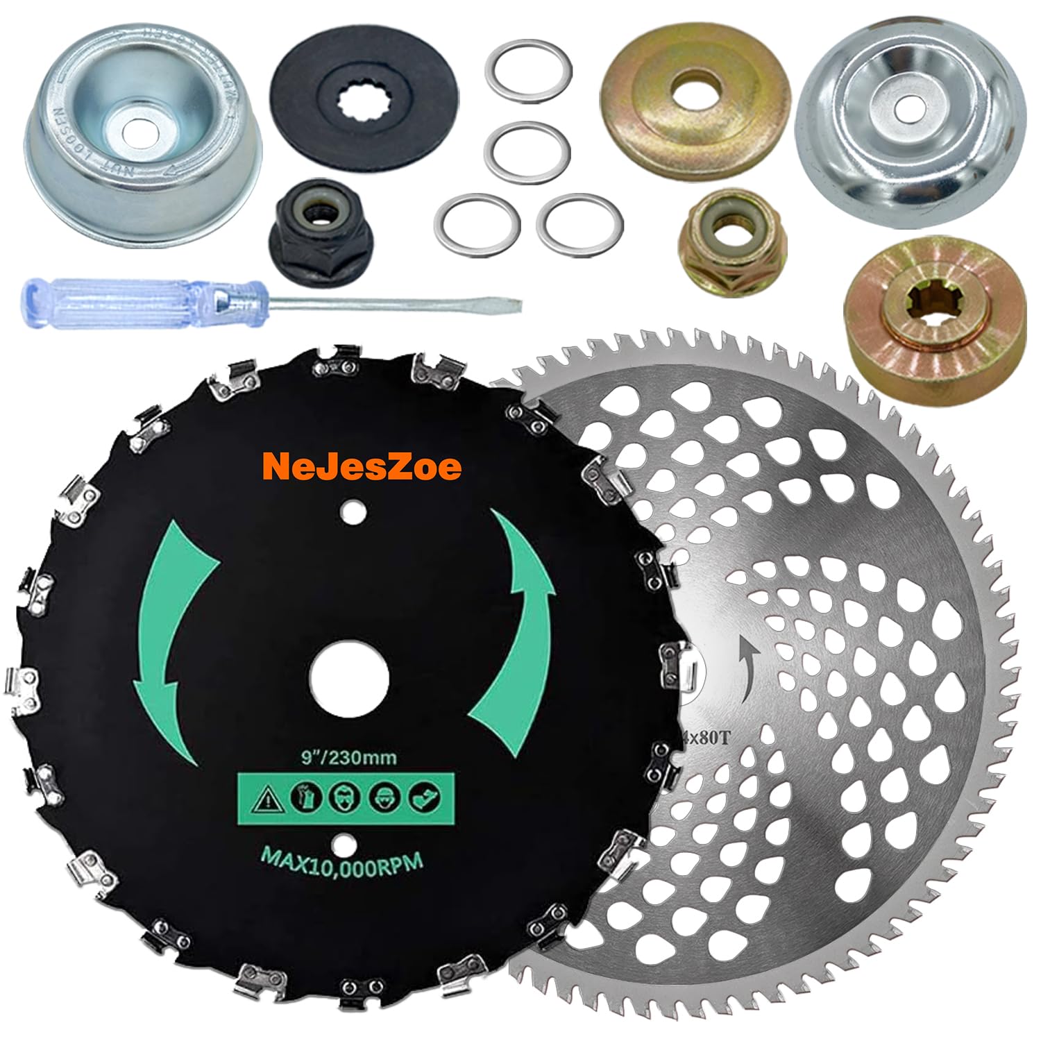 NeJesZoe 9-inch chainsaw tooth blade for precise brush cutting
