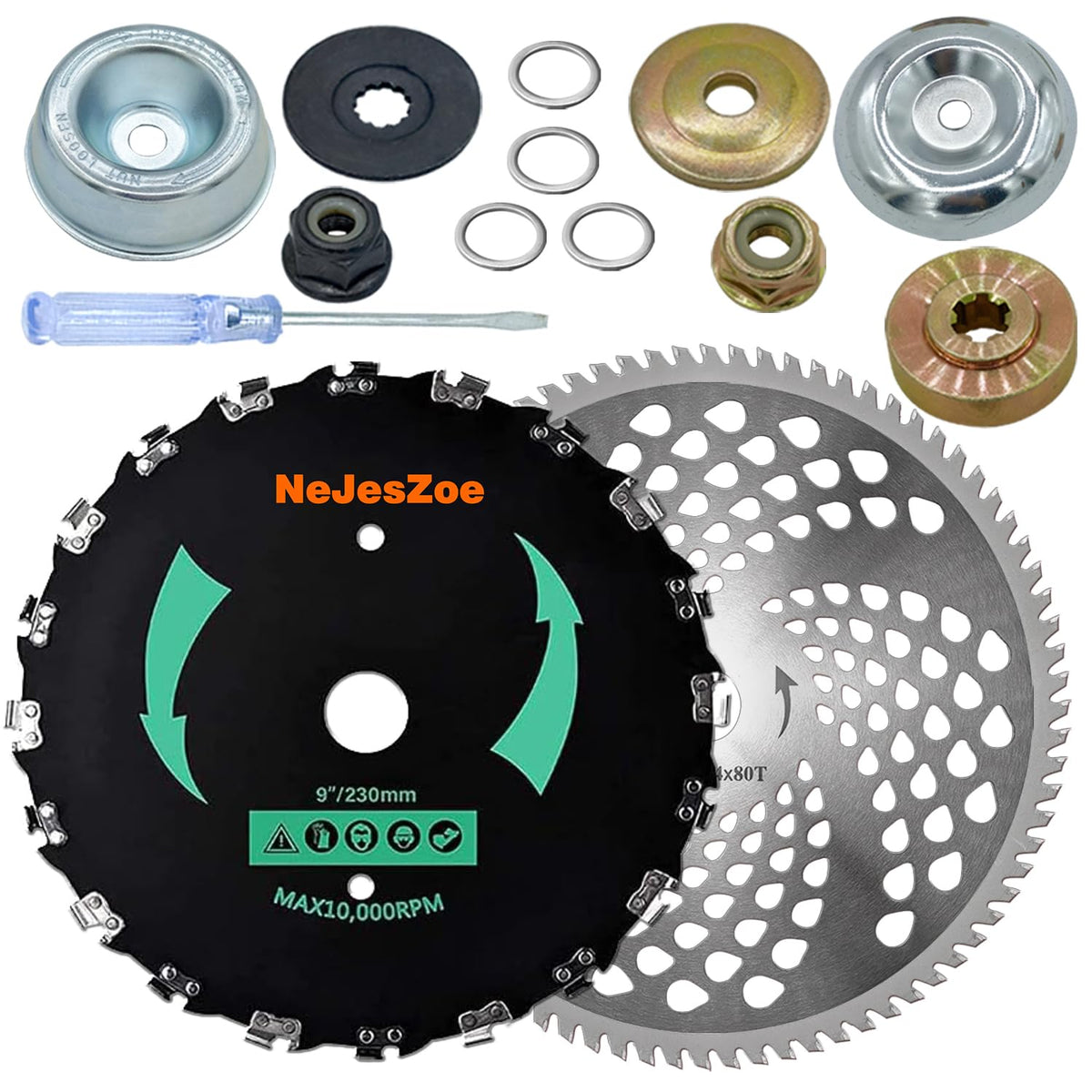 NeJesZoe 9-inch chainsaw tooth blade for precise brush cutting