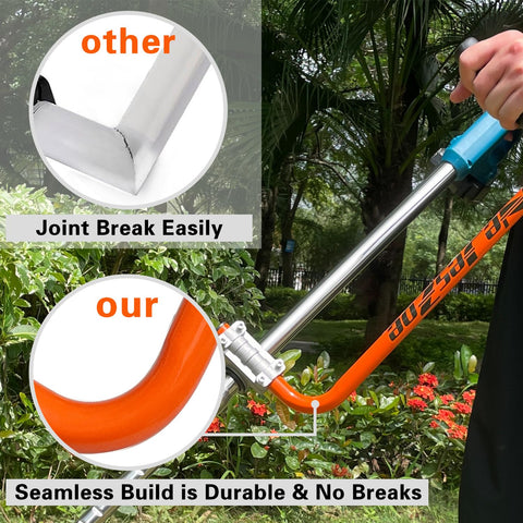 NeJesZoe installation with wrench demonstrates easy clamp setup on weed wacker shaft.