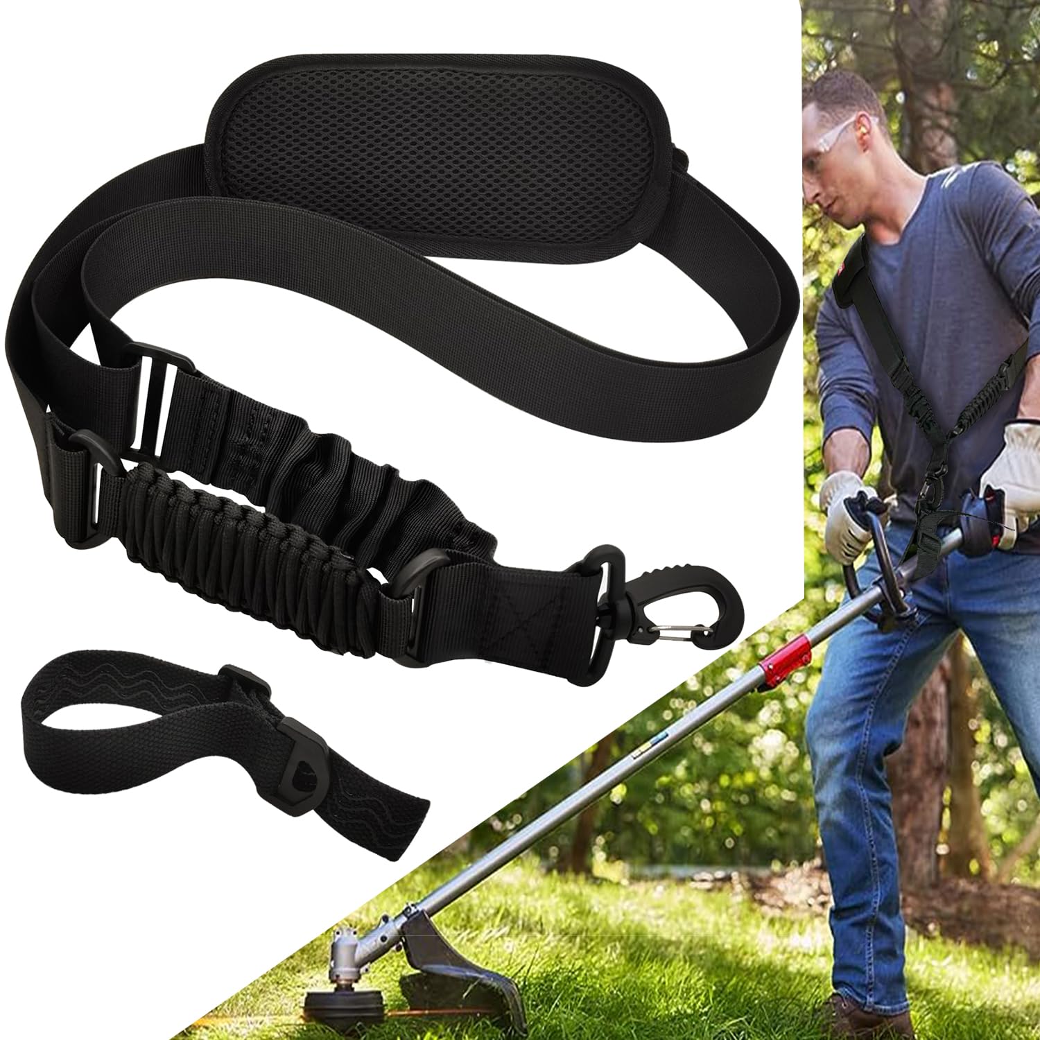 NeJesZoe trimmer strap with padded shoulder for comfortable prolonged use.