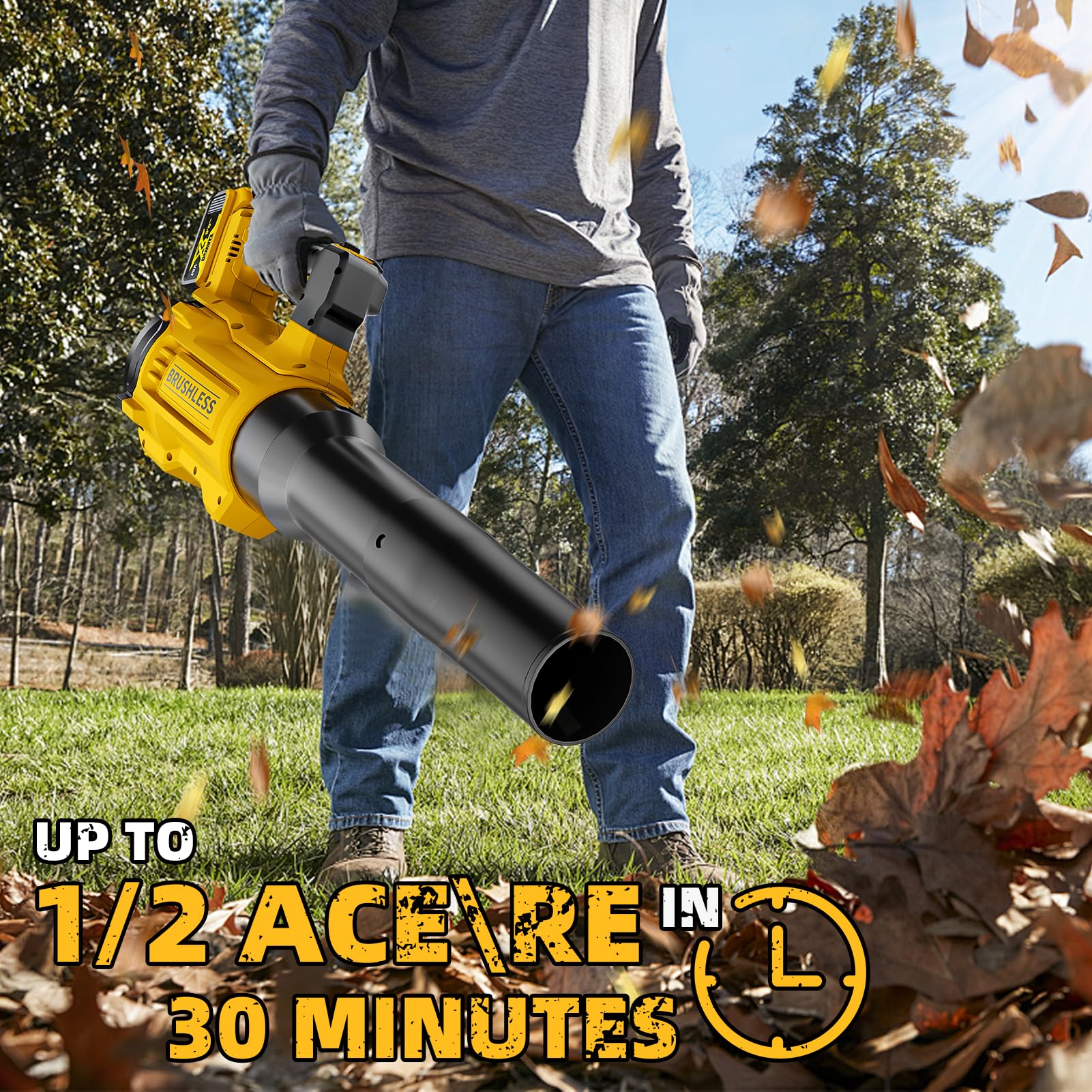 Wide 3.25-inch nozzle clears mid-sized yards fast.