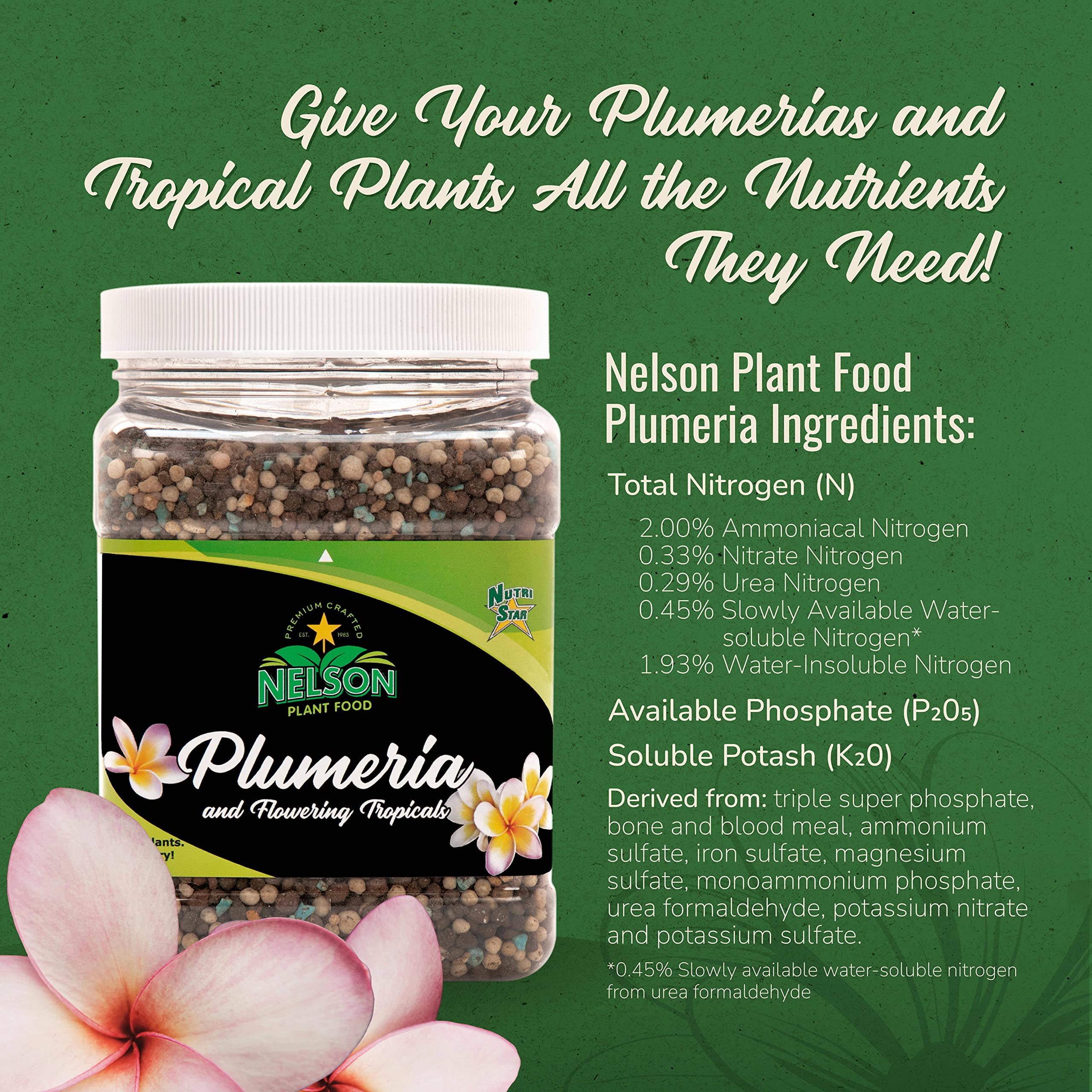 Blooming tropical flowers with Nelson NutriStar 5-30-5 for vibrant color