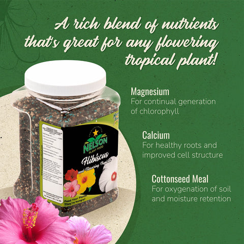 Nelson NutriStar Hibiscus granules spread evenly to nourish roots and promote healthy growth.