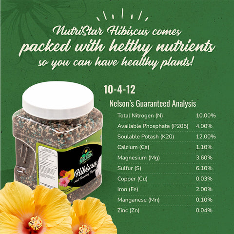 Nelson NutriStar Hibiscus applied to potted tropical plants supports steady nutrition.