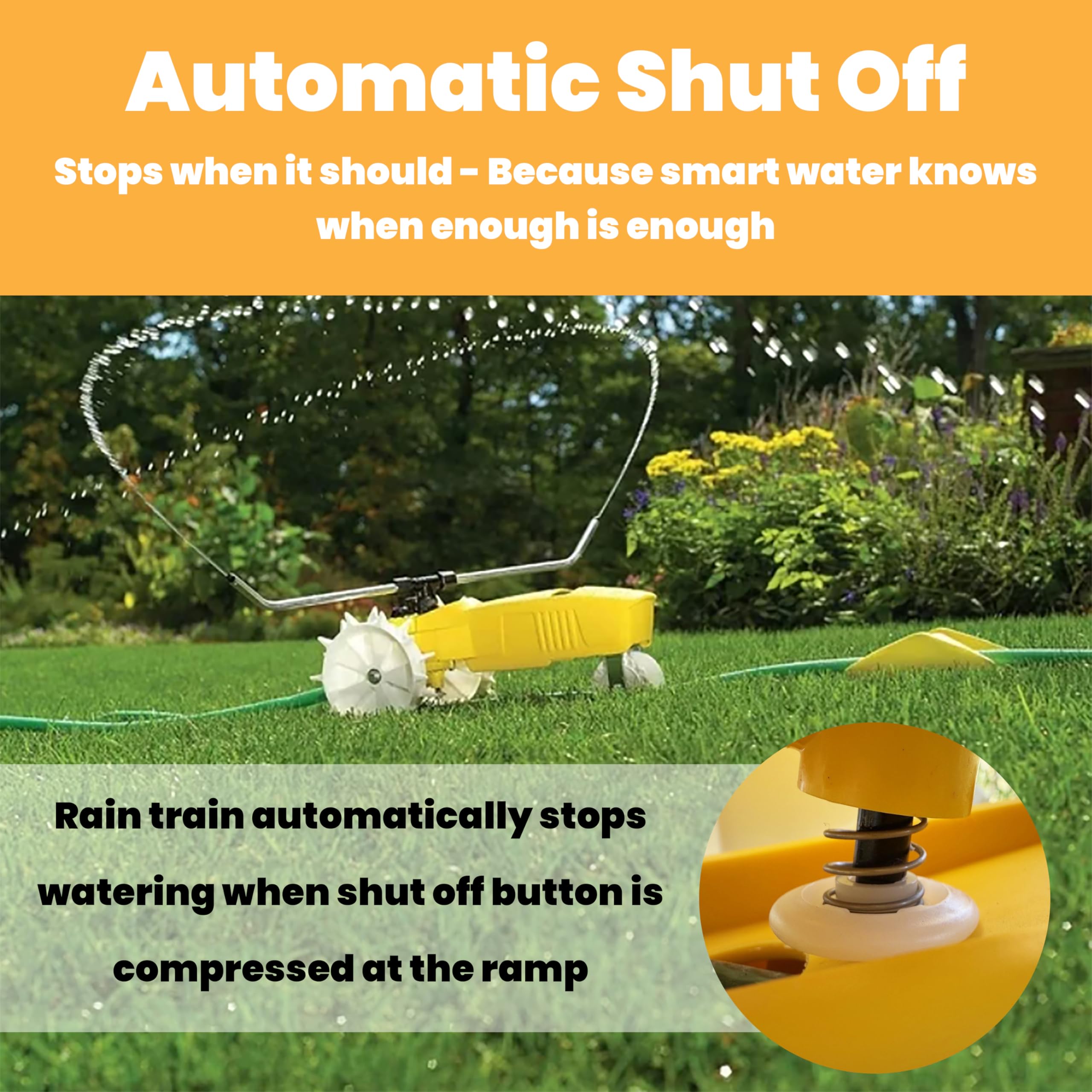 Nelson Rain Train features automatic shut-off to prevent water waste