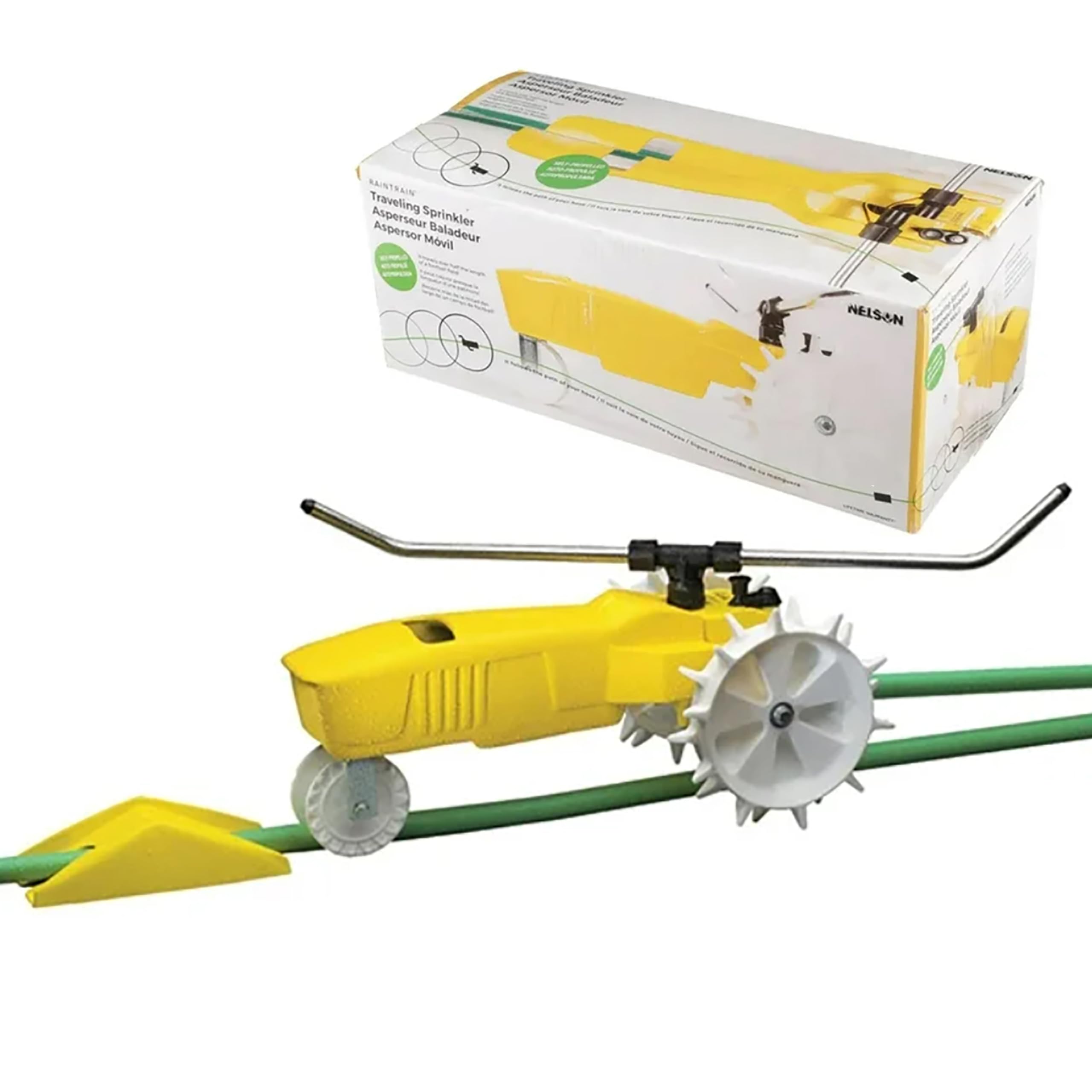 Nelson Rain Train delivers up to 13,500 sq ft coverage for efficient lawn irrigation