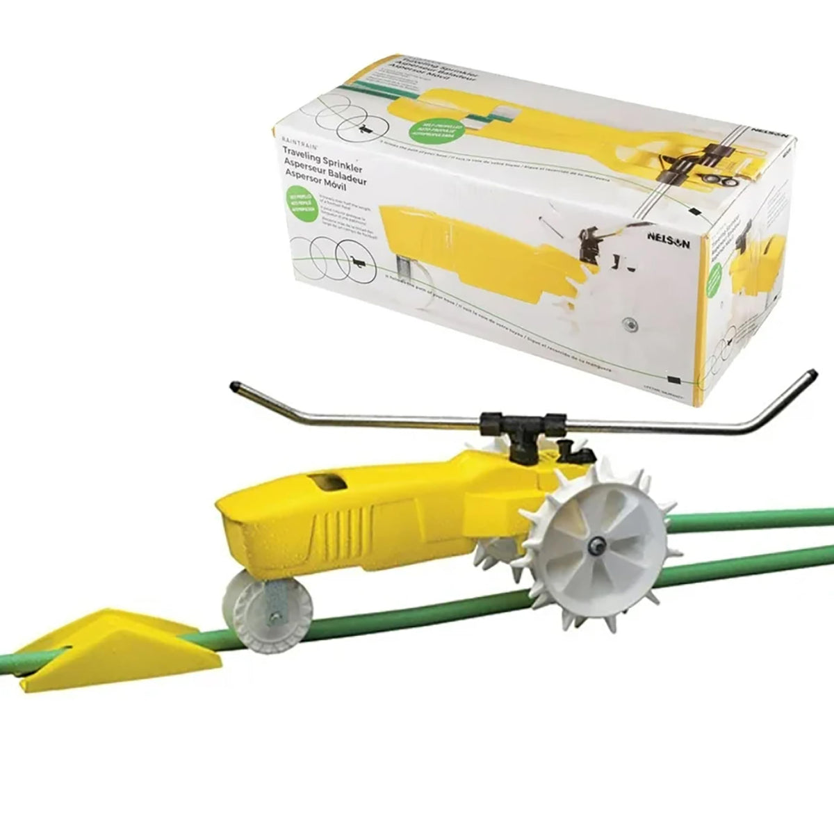 Nelson Rain Train delivers up to 13,500 sq ft coverage for efficient lawn irrigation