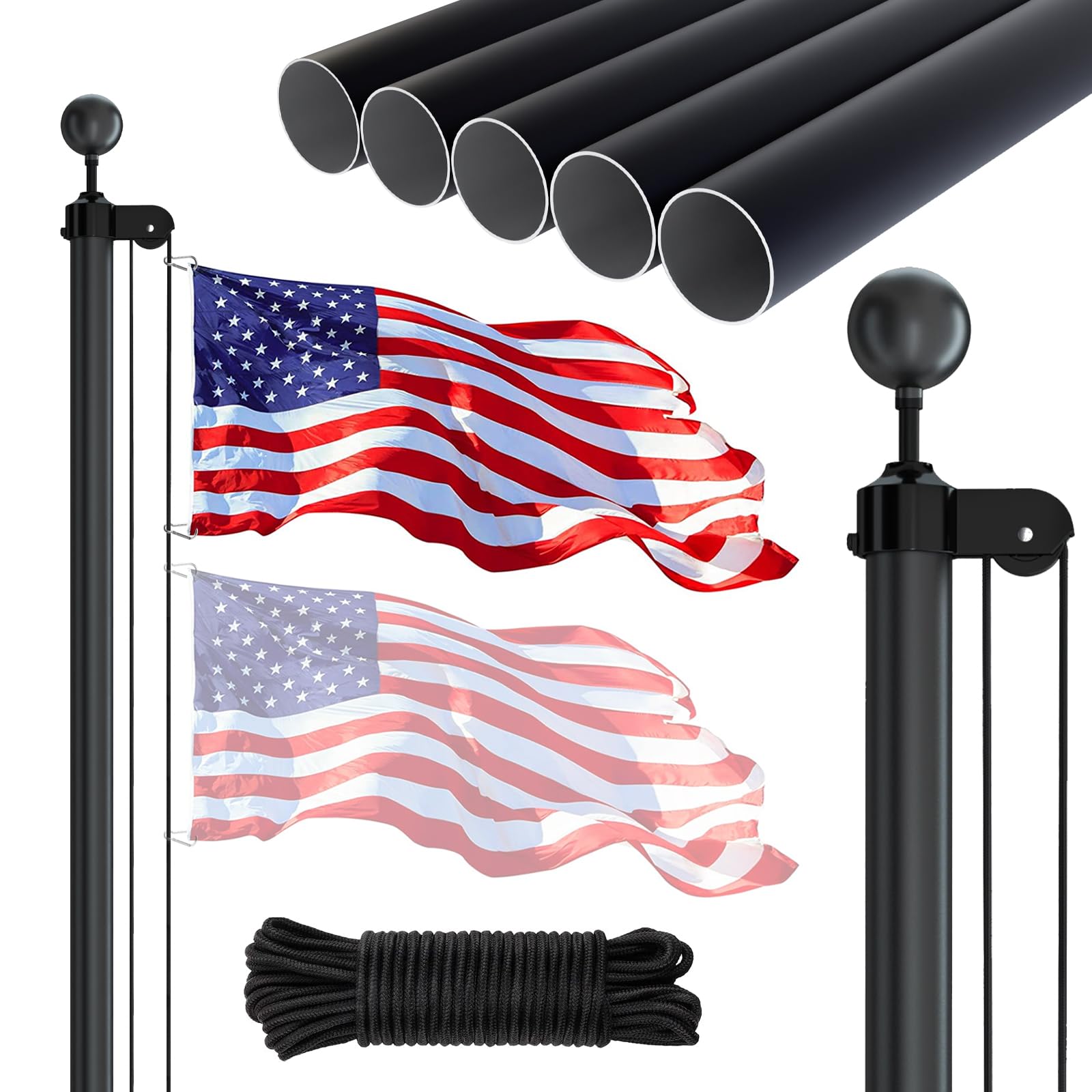 NELXINJO 20ft flagpole kit installed in a yard for durable outdoor display