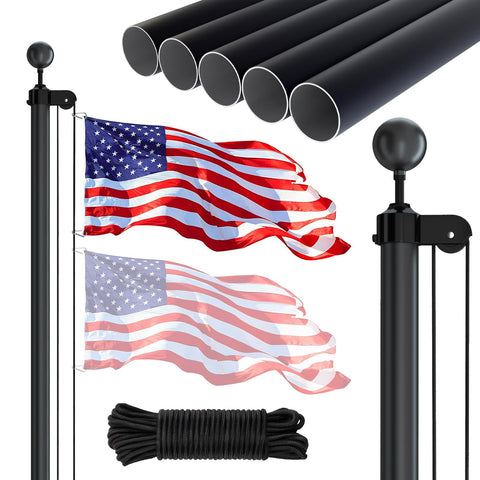 NELXINJO 20ft flagpole kit installed in a yard for durable outdoor display