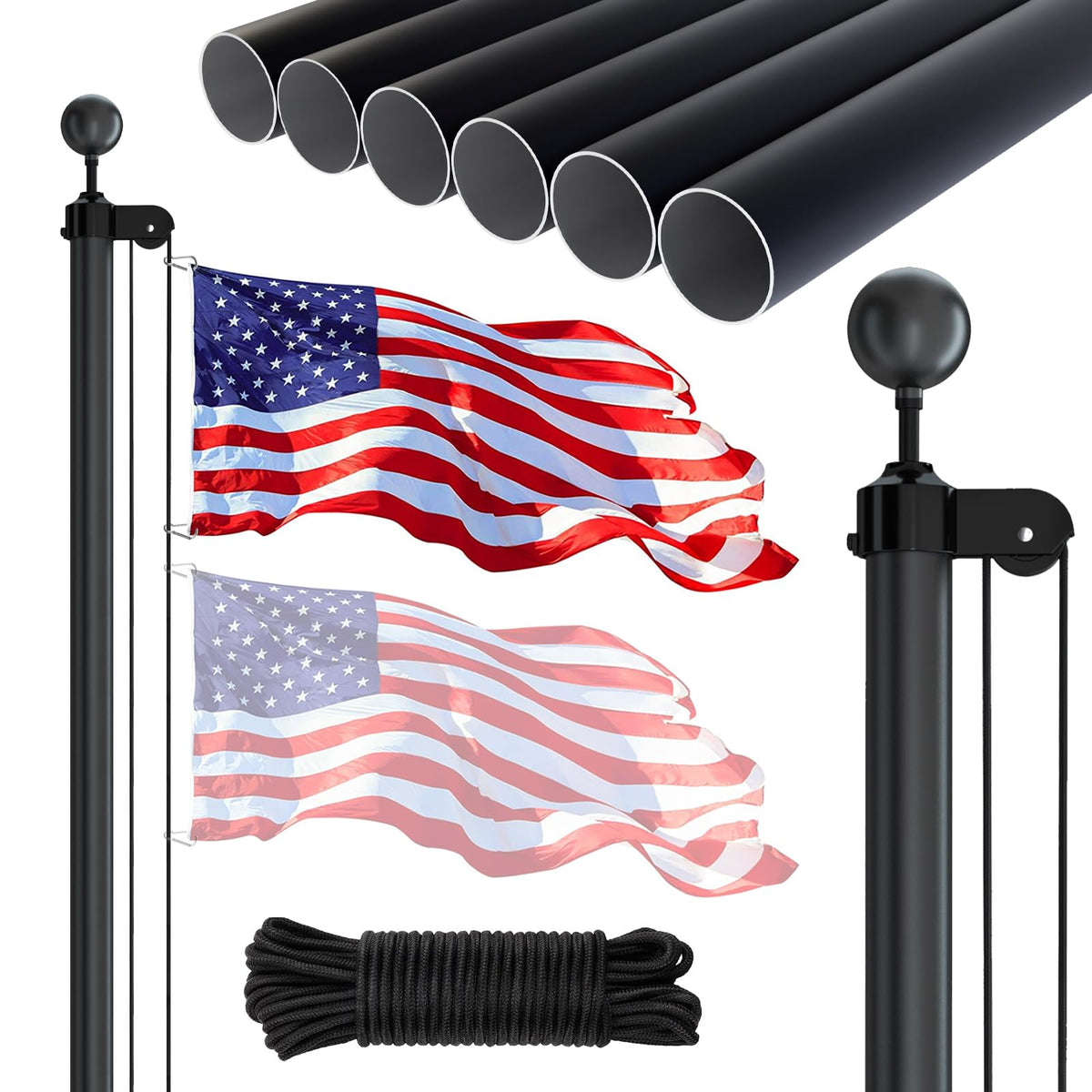 NELXINJO 25ft flagpole bottom tube for reinforced outdoor stability