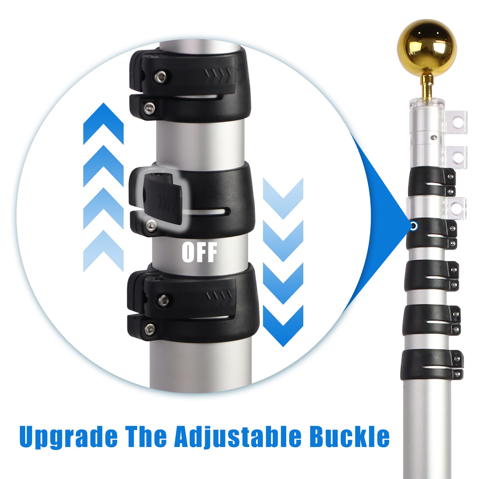 NELXINJO anodized pin-lock system ensures rust resistance and smooth operation.