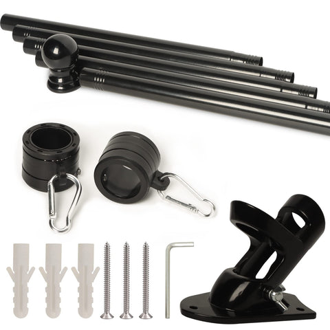 NELXINJO black finish flag pole kit for outdoor displays.