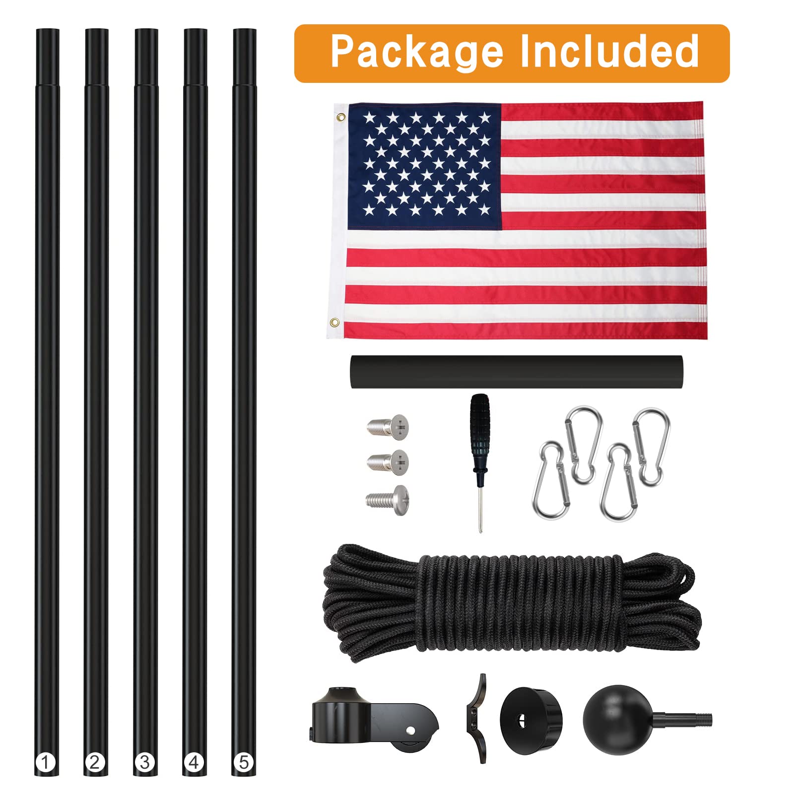 NELXINJO aluminum flag clips and pulley rope enable smooth raising