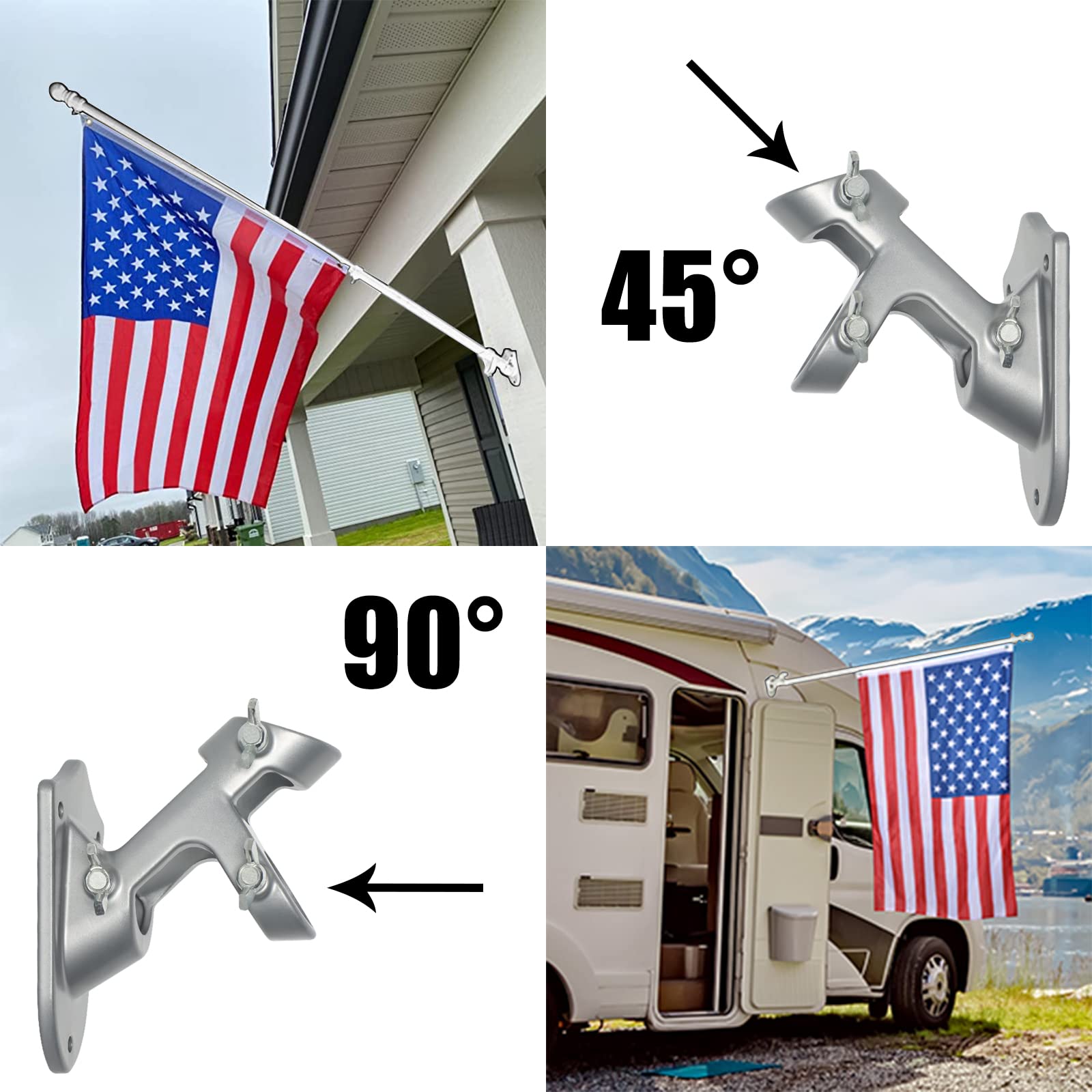 NELXINJO flag pole installed on wall and yard for outdoor display