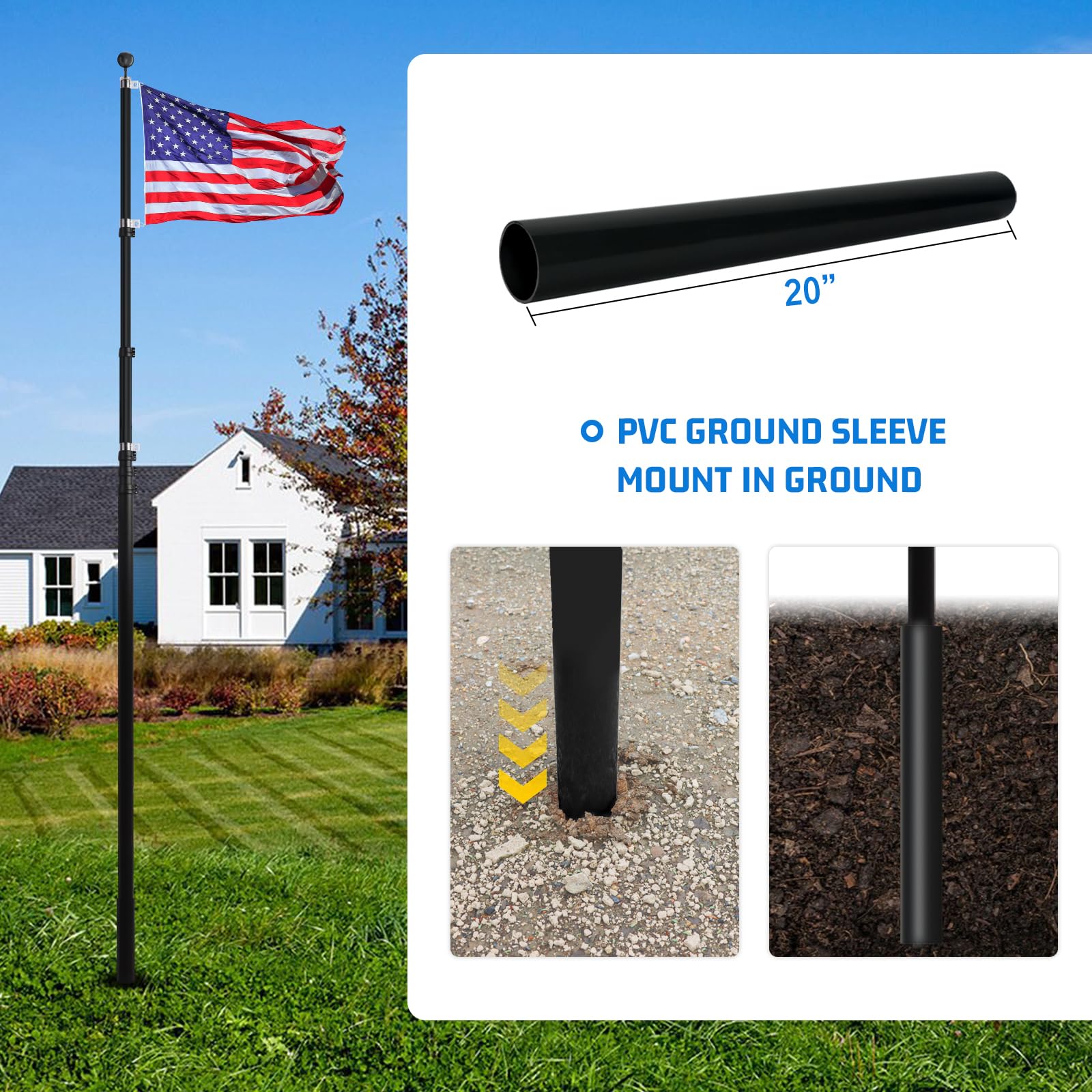 NELXINJO patriotic display with 3x5 American flag for outdoor spaces
