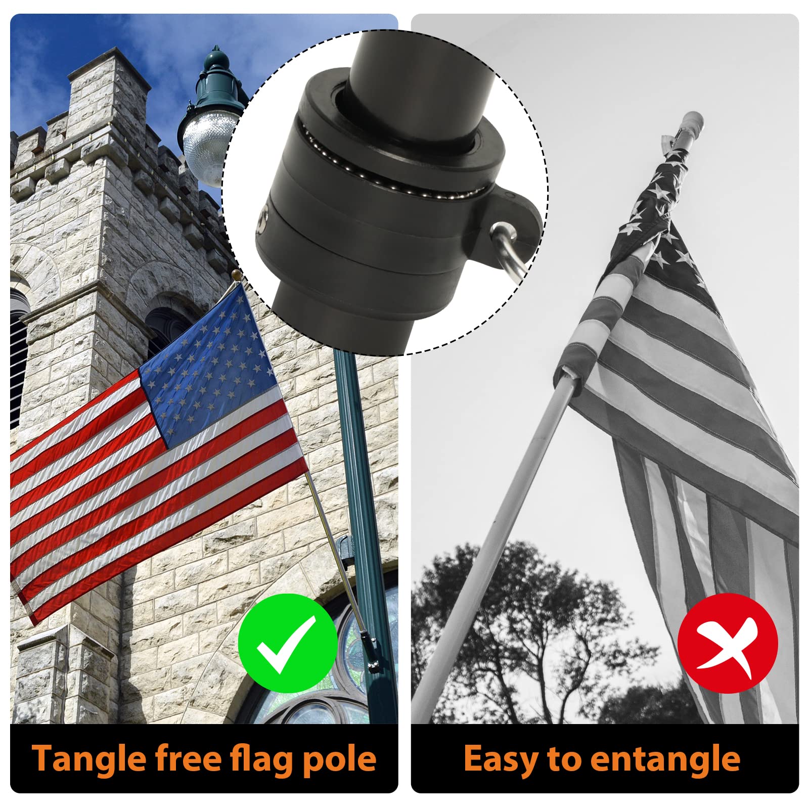 NELXINJO adjustable sections enable tangle-free rotation and easy setup.