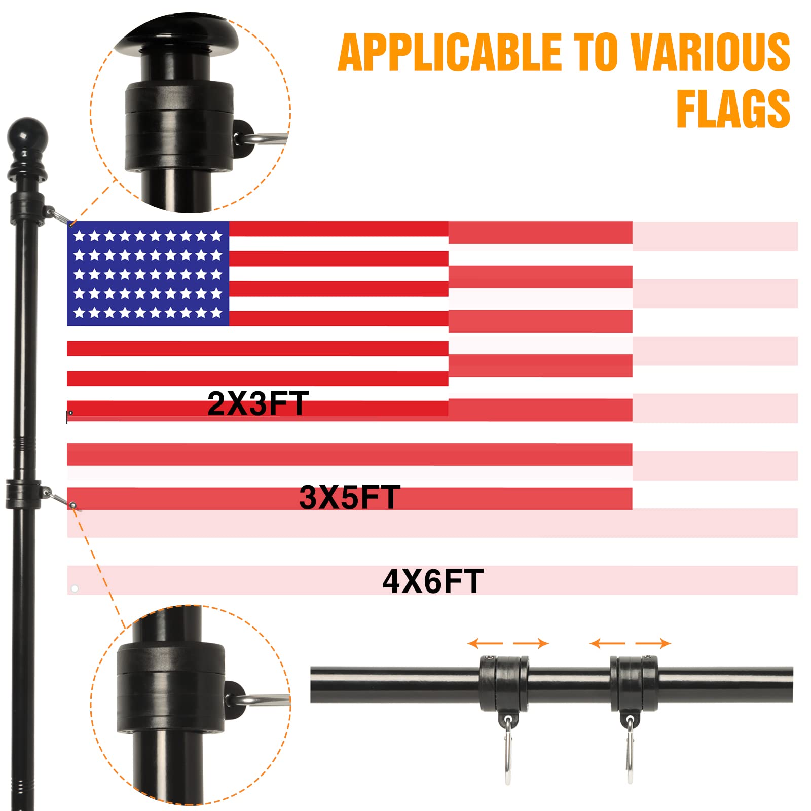 NELXINJO flag pole installed in yard ready for outdoor display.