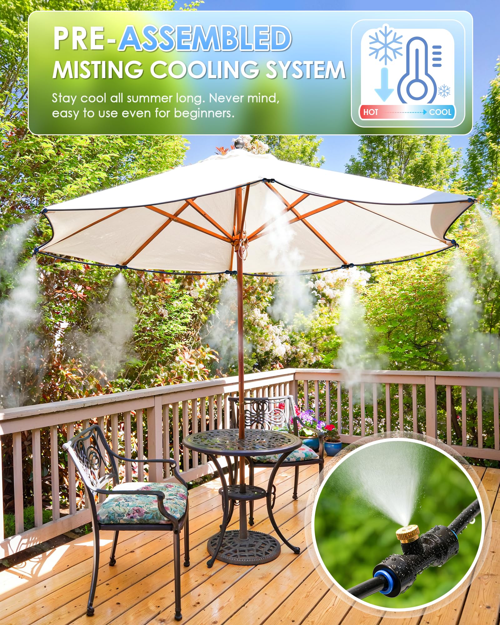 Nelyeqwo eight brass nozzles provide durable misting
