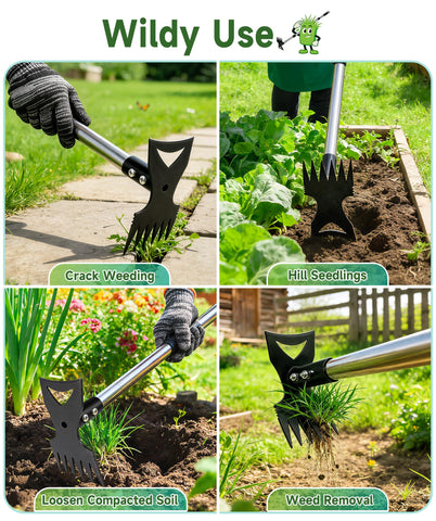 Included gardening gloves with Nelyeqwo weed puller for protection