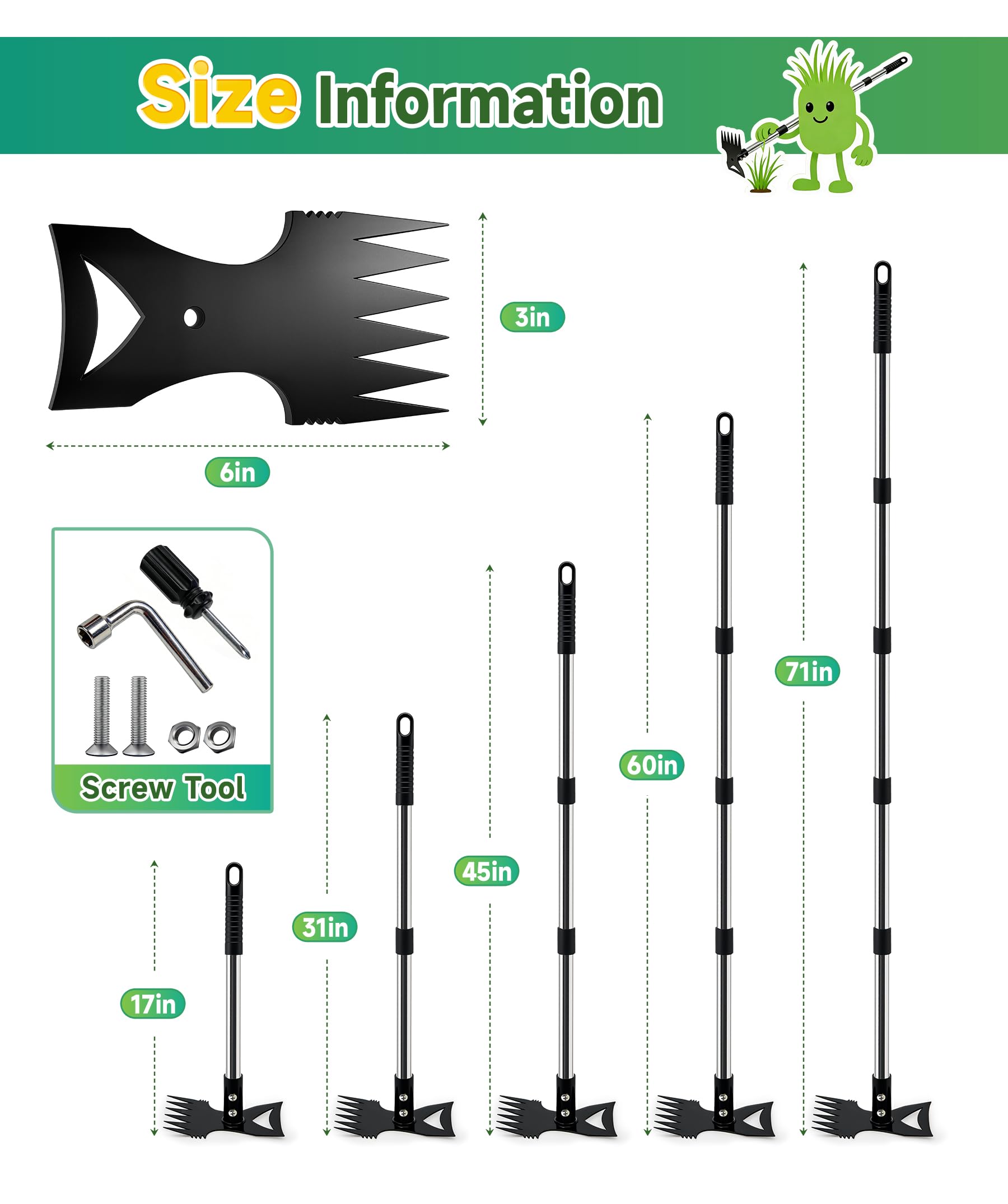 Reinforced carbon steel head resists bending and rust on Nelyeqwo tool
