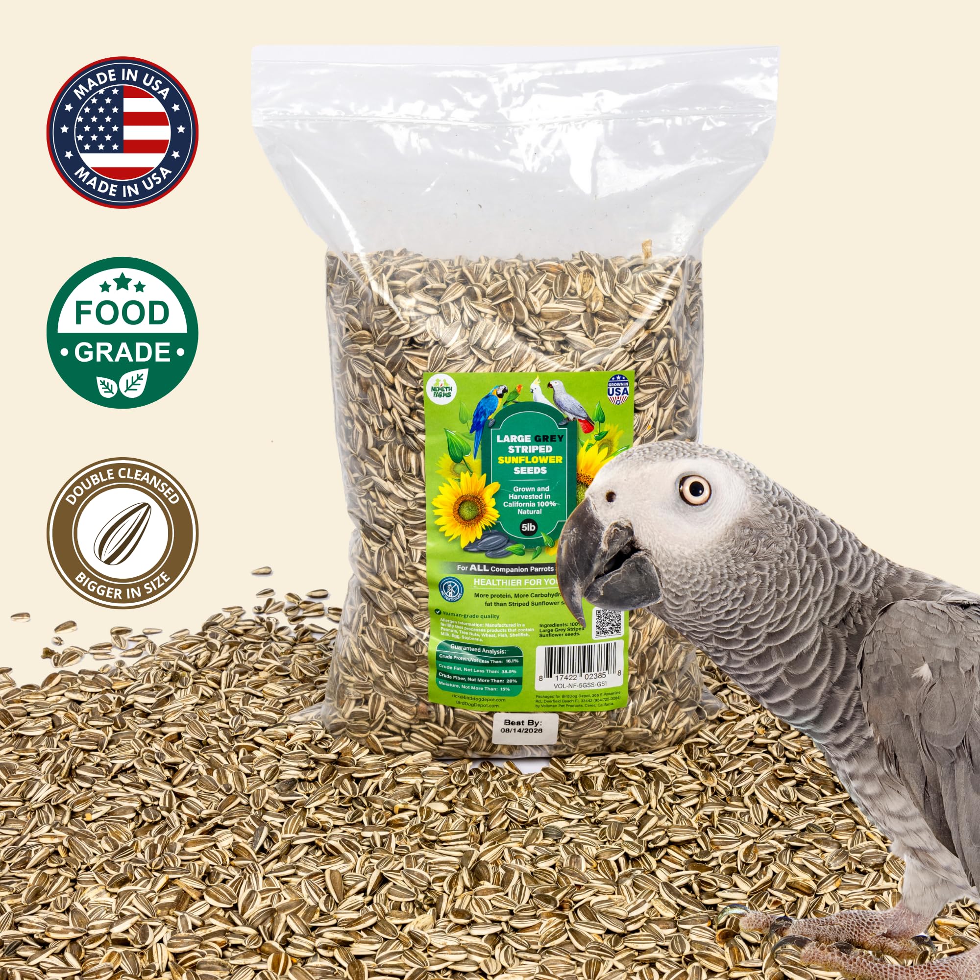 Nemeth Farms feeder-ready seeds designed to reduce spills and keep outdoor feeders cleaner.